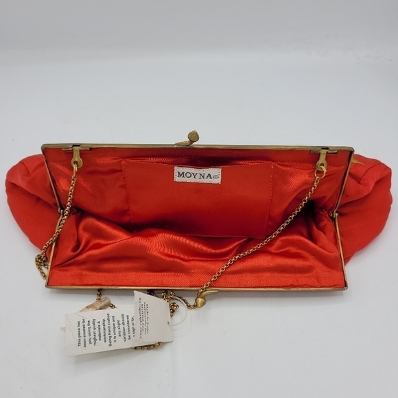 MOYNA from MOYNA Bags, Red Satin Multicolor Floral Satin Clutch. - Picture 11 of 12